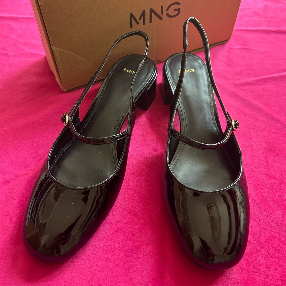 Mango Black Patent Leather Heels